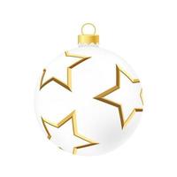 White Christmas tree toy or ball Volumetric and realistic color illustration vector