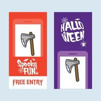 Happy Halloween invitation design with axe vector