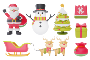 coleção de decorações de natal e ano novo. conjunto de ornamentos 3d para o projeto de natal isolado no fundo branco. renderização 3D.