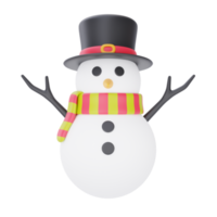 3D rendem do boneco de neve do personagem de desenho animado isolado no fundo branco. feliz natal e ano novo. png