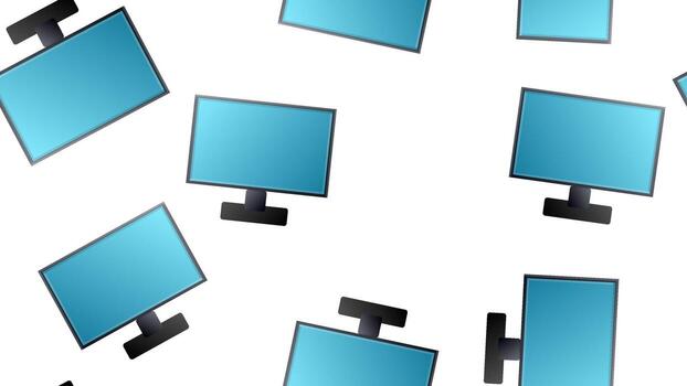 Endless seamless pattern of beautiful digital virtual virtual modern new flat IT LCD monitors on a white background. Vector illustration