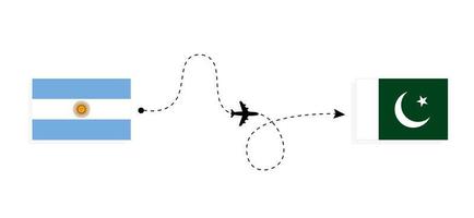 Flight and travel from Argentina to Pakistan by passenger airplane Travel concept vector