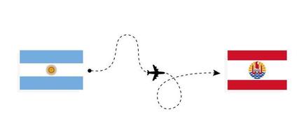 Flight and travel from Argentina to French Polynesia by passenger airplane Travel concept vector