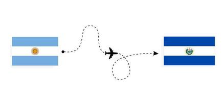 vuelo y viaje desde argentina a el salvador por concepto de viaje en avión de pasajeros vector