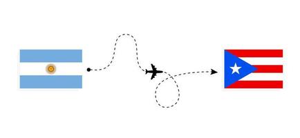 vuelo y viaje de argentina a puerto rico por concepto de viaje en avión de pasajeros vector