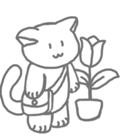 arte de linha de personagem de desenho animado de gato fofo png