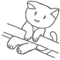 Cute Cat Cartoon Character line art png