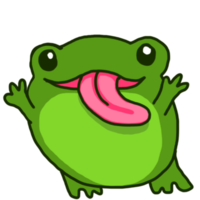 Cute Cheerful Green Frog Cartoon Character