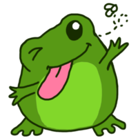 Cute Cheerful Green Frog Cartoon Character