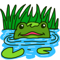 Cute Cheerful Green Frog Cartoon Character png