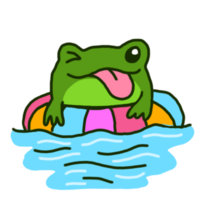 Cute Cheerful Green Frog Cartoon Character png