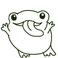 Cute Cheerful Frog Cartoon Character Line Art png