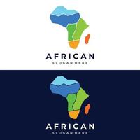 diseño abstracto de la plantilla del logotipo del mapa del continente africano, viajes y excursiones en África. con el concepto de diseño vectorial. vector