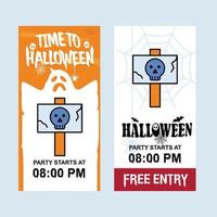 Happy Halloween invitation design with danger board vector