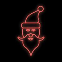 Santa Claus neon sign. Merry Christmas neon banner with vintage xmas lettering on wall background vector