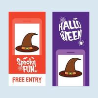 diseño de invitación de halloween feliz con vector de sombrero