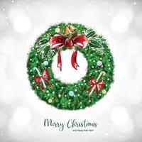 Beautiful decorative christmas wreath holiday card background vector