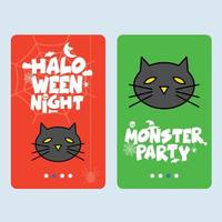 diseño de invitación de feliz halloween con vector de gato