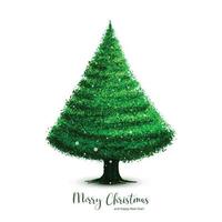 Beautiful artistic decorative christmas green tree card design vector