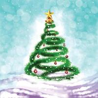 Holiday decorative christmas tree greeting card background vector