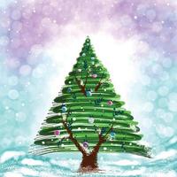 fondo de tarjeta de árbol de navidad creativo dibujado a mano vector
