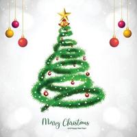 Christmas tree in winter holiday card background vector