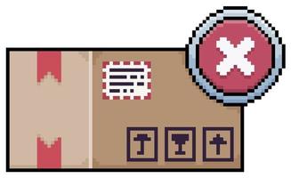 Pixel art parcel box with canceled order icon vector icon for 8bit game on white background