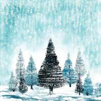 Merry christmas trees and happy new year winter card background vector