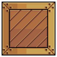 caja de madera de pixel art, icono de vector de caja para juego de 8 bits sobre fondo blanco