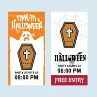 Happy Halloween invitation design with coffins vector