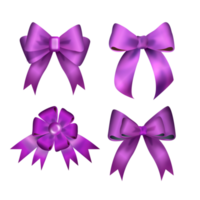 violet  bows or ribbon Decorative bow, 3d  set png