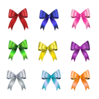 Colorful  bows 3d Set of decoration on transparent background png