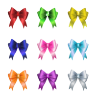 Colorful  bows 3d Set of decoration on transparent background png