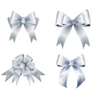 Silver  bows or ribbon Decorative bow, 3d  set png