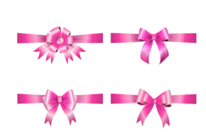 arcos rosa ou laço decorativo de fita, conjunto 3d png
