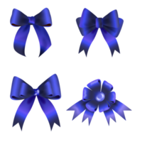 blauw bogen of lint decoratief boog, 3d reeks png