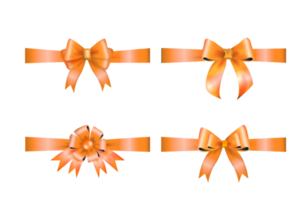 orange  bows or ribbon Decorative bow, 3d  set png