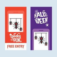 Happy Halloween invitation design with spider vector