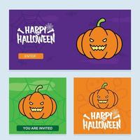 diseño de invitación de halloween feliz con vector de calabaza