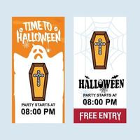 Happy Halloween invitation design with coffins vector