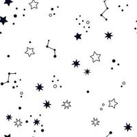 Starry seamless background. Cute space pattern in doodle style vector