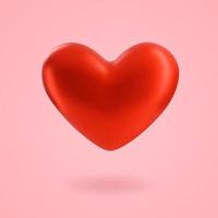 corazón rojo sobre fondo rosa 3d. lindo vector clipart para el diseño de vacaciones