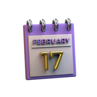 Monatskalender 17. Februar 3D-Rendering png