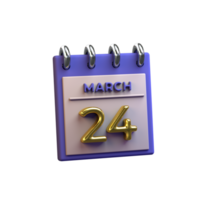 calendario mensual 24 de marzo representación 3d png