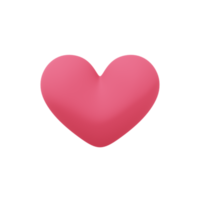 Red stylized heart. 3D rendering. Symbol of love, likes, romance. PNG icon on transparent background.