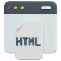 html 3d render icon illustration png