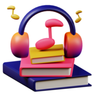 3d illustration of audio book school education icon png