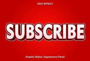 the subscribe text effect with red color is editable. vector