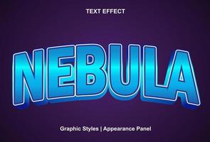nebula text effect with blue color and editable. vector