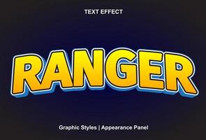 ranger text effect with yellow color and can be edited. vector